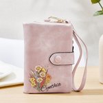 Personalizada Nacimiento Flor Bouquet Tri-Folded Cartera de cuero Cumpleaños Día de la Madre Regalo de Navidad para mamá abuela