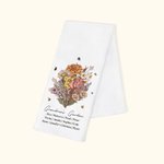 Personalized Retro Birth Flower Bouquet Waffle Cotton Tea Towel with Name Garden Theme Kitchen Decoration Housewarming Family Gift for Mom Grandma