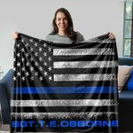 Couverture en Flanelle Personnalisée avec Texte et Drapeau Américain Cadeau pour Officier Police Gendarmerie