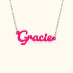 Personalised Acrylic Pink Name Necklace Trendy Girl Pendant Jewellery Multicolor Available Birthday Gift for Her
