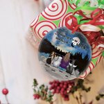 Personalized I Love You to the Moon and Back Round Ceramic Ornament with Night Starry Sky Background Christmas Birthday Gift for Dog Lover