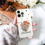 Custodia per iPhone personalizzata con bouquet di fiori di nascita e nome Regalo di compleanno per la festa della mamma