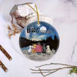 Personalized Dog Mom or Dog Dad Round Ceramic Ornament with Night Starry Sky Background Christmas Birthday Gift for Dog Lover