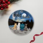 Personalized Dog Mom or Dog Dad Round Ceramic Ornament with Night Starry Sky Background Christmas Birthday Gift for Dog Lover