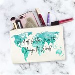 Trousse de Maquillage Personnalisée avec Nom sur Carte du Monde Cadeau d'Anniversaire de Fin d'Études pour Femme