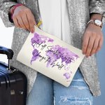 Trousse de Maquillage Personnalisée avec Nom sur Carte du Monde Cadeau d'Anniversaire de Fin d'Études pour Femme