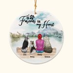 Personalized Forever in My Heart Round Ceramic Pendant Ornament Christmas Birthday Gift for Dog Lover