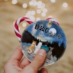 Personalized Dog Mom or Dog Dad Round Ceramic Ornament with Night Starry Sky Background Christmas Birthday Gift for Dog Lover