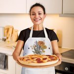 Delantal de cocina personalizado con flores de nacimiento, bolsillo y nombre Tema de jardín Menaje de cocina Regalo de inauguración de la casa Regalo 
