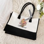 Henkilökohtainen Syntymä Kukkakimppu Canvas Beach Kangas Kangaskassi nimi Äitienpäivä Syntymäpäivä lahja hänelle