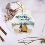 Gepersonaliseerde Life is Better met een hond ronde keramische hanger Ornament Kerst Verjaardag Gift voor Dog Lover