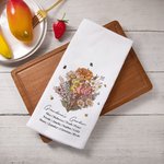 Personalized Retro Birth Flower Bouquet Waffle Cotton Tea Towel with Name Garden Theme Kitchen Decoration Housewarming Family Gift for Mom Grandma