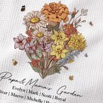 Personalized Retro Birth Flower Bouquet Waffle Cotton Tea Towel with Name Garden Theme Kitchen Decoration Housewarming Family Gift for Mom Grandma