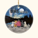 Personalized Dog Mom or Dog Dad Round Ceramic Ornament with Night Starry Sky Background Christmas Birthday Gift for Dog Lover