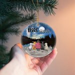 Personalized Dog Mom or Dog Dad Round Ceramic Ornament with Night Starry Sky Background Christmas Birthday Gift for Dog Lover