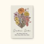 Personalized Birth Flower Bouquet Family Canvas Painting Mother's Day Birthday Gift for Mom Grandma