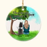 Personalizzato I Love You to the Moon and Back Ornamento rotondo in ceramica con sfondo in vetro verde Regalo di Natale e compleanno per chi ama i can