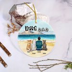 Henkilökohtainen koira äiti tai koira isä pyöreä keraaminen koriste meri maisema tausta joulu syntymäpäivälahja koiran rakastaja