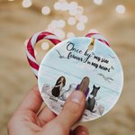 Personalized Once by My Side Forever in My Heart Round Ceramic Ornament with Seagull Background Christmas Birthday Gift for Dog Lover