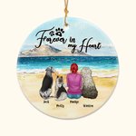 Henkilökohtainen ikuisesti sydämessäni Pyöreä keraaminen koriste, jossa on merinäköala Tausta Joulu Syntymäpäivälahja koiranrakastajalle