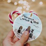 Gepersonaliseerd I Love You to the Moon and Back Rond Keramisch Ornament met Zeemeeuw Achtergrond Kerst Verjaardagscadeau voor Hondenliefhebber