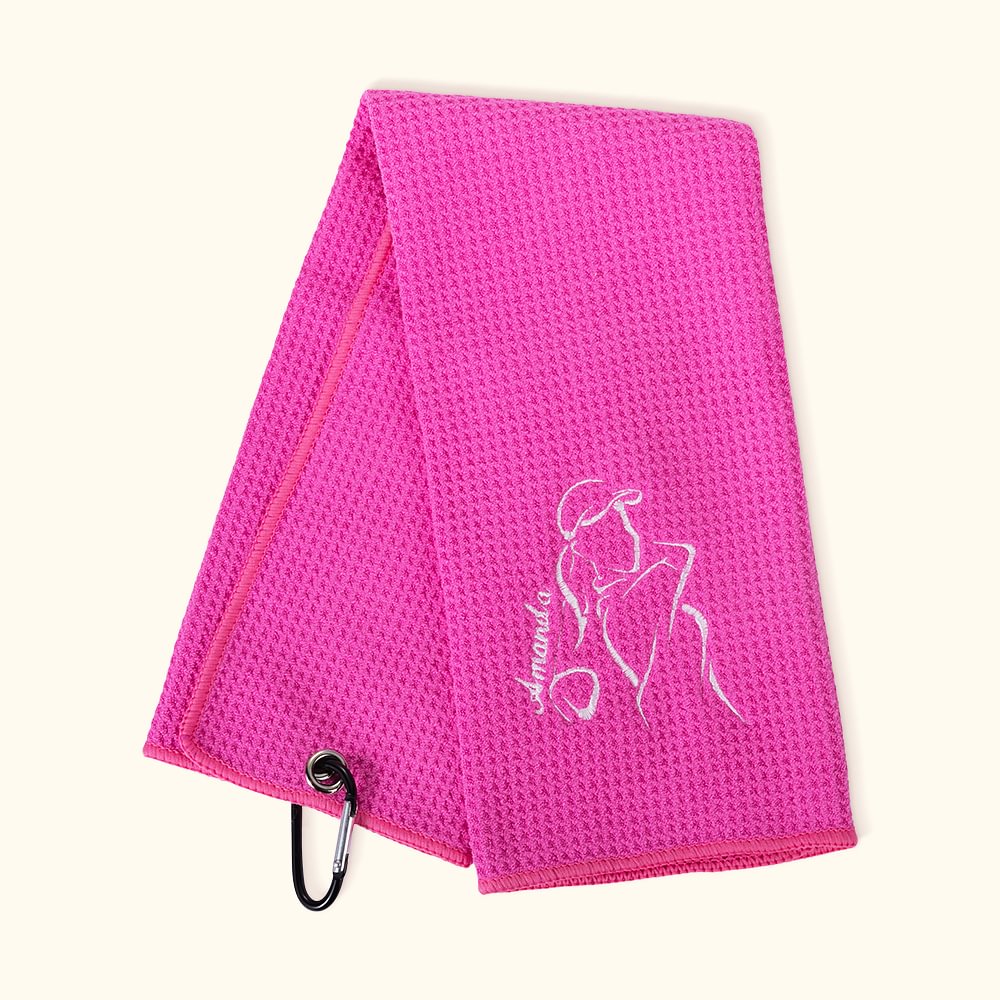 Serviette 100% Coton Personnalisée avec Nom Brodé et Motif Golf Cadeau Vacances pour Femme Amatrice de Golf