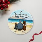 Henkilökohtainen Kerran vierelläni Ikuisesti sydämessäni Pyöreä keraaminen koriste, jossa on merinäköala tausta Joulu Syntymäpäivälahja koiranrakastajaan