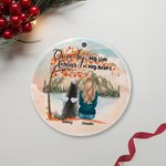 Personalized Once by My Side Forever in My Heart Round Ceramic Ornament with Red Maple Leaf Background Christmas Birthday Gift for Dog Lover