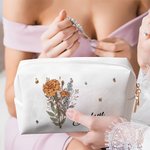 Trousse de Maquillage en Cuir Personnalisée avec Nom Cadeau Fête de Mariage Fête des Mères pour Meilleure Amie Maman Grand-Mère