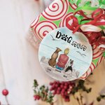 Personalized Dog Mom or Dog Dad Round Ceramic Ornament with Seagull Background Christmas Birthday Gift for Dog Lover
