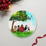 Personalizzato Mamma o papà di pelliccia Ornamento rotondo in ceramica con sfondo verde Regalo di Natale e compleanno per gli amanti dei cani
