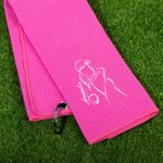 Personalized 100%Cotton Multi-colour Embroidered Name Waffle Weave Golf Towel with Hanging Clip Birthday Gift for Women