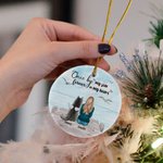 Personalized Once by My Side Forever in My Heart Round Ceramic Ornament with Seagull Background Christmas Birthday Gift for Dog Lover