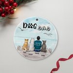 Personalized Dog Mom or Dog Dad Round Ceramic Ornament with Seagull Background Christmas Birthday Gift for Dog Lover