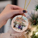 Personalized Once by My Side Forever in My Heart Round Ceramic Ornament with Red Maple Leaf Background Christmas Birthday Gift for Dog Lover