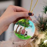 Henkilökohtainen koira äiti tai koira isä pyöreä keraaminen koriste vihreä lasi tausta joulu syntymäpäivälahja koiran rakastajaille