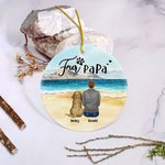 Henkilökohtainen Fur Mama tai Papa Pyöreä keraaminen koriste merellä maisema tausta joulu syntymäpäivälahja koiranrakastajaan