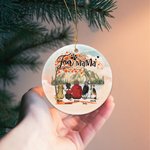 Henkilökohtainen Fur Mama tai Papa Pyöreä keraaminen koriste punainen vaahteranlehti tausta joulu syntymäpäivälahja koiranrakastajaan