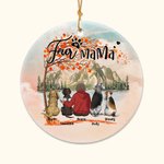 Henkilökohtainen Fur Mama tai Papa Pyöreä keraaminen koriste punainen vaahteranlehti tausta joulu syntymäpäivälahja koiranrakastajaan