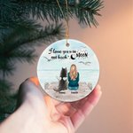 Gepersonaliseerd I Love You to the Moon and Back Rond Keramisch Ornament met Zeemeeuw Achtergrond Kerst Verjaardagscadeau voor Hondenliefhebber