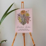 Personalized Birth Flower Bouquet Family Canvas Painting Mother's Day Birthday Gift for Mom Grandma