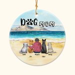 Henkilökohtainen koira äiti tai koira isä pyöreä keraaminen koriste meri maisema tausta joulu syntymäpäivälahja koiran rakastaja