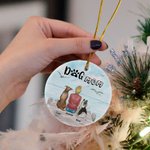 Personalized Dog Mom or Dog Dad Round Ceramic Ornament with Seagull Background Christmas Birthday Gift for Dog Lover