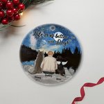 Personalisierte Leben ist besser mit einem Hund Runde Keramik Ornament mit Nacht Sternenhimmel Hintergrund Weihnachten Geburtstag Geschenk für Hundeli