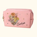 Trousse de Maquillage en Cuir Personnalisée avec Nom Cadeau Fête de Mariage Fête des Mères pour Meilleure Amie Maman Grand-Mère