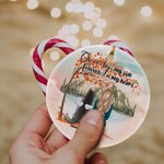 Personalized Once by My Side Forever in My Heart Round Ceramic Ornament with Red Maple Leaf Background Christmas Birthday Gift for Dog Lover
