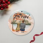 Henkilökohtainen Fur Mama tai Papa Pyöreä keraaminen koriste punainen vaahteranlehti tausta joulu syntymäpäivälahja koiranrakastajaan