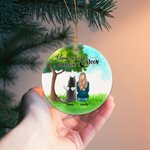 Personalizzato I Love You to the Moon and Back Ornamento rotondo in ceramica con sfondo in vetro verde Regalo di Natale e compleanno per chi ama i can