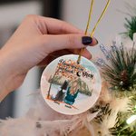 Gepersonaliseerd I Love You to the Moon and Back Rond Keramisch Ornament met Rode Esdoornblad Achtergrond Kerst Verjaardagscadeau voor Hondenliefhebbe