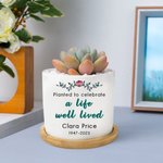 Personalisierte Ein Leben gut gelebt Blumentopf mit Namen und Jahrestag Memorial Geschenk für Familie Freund